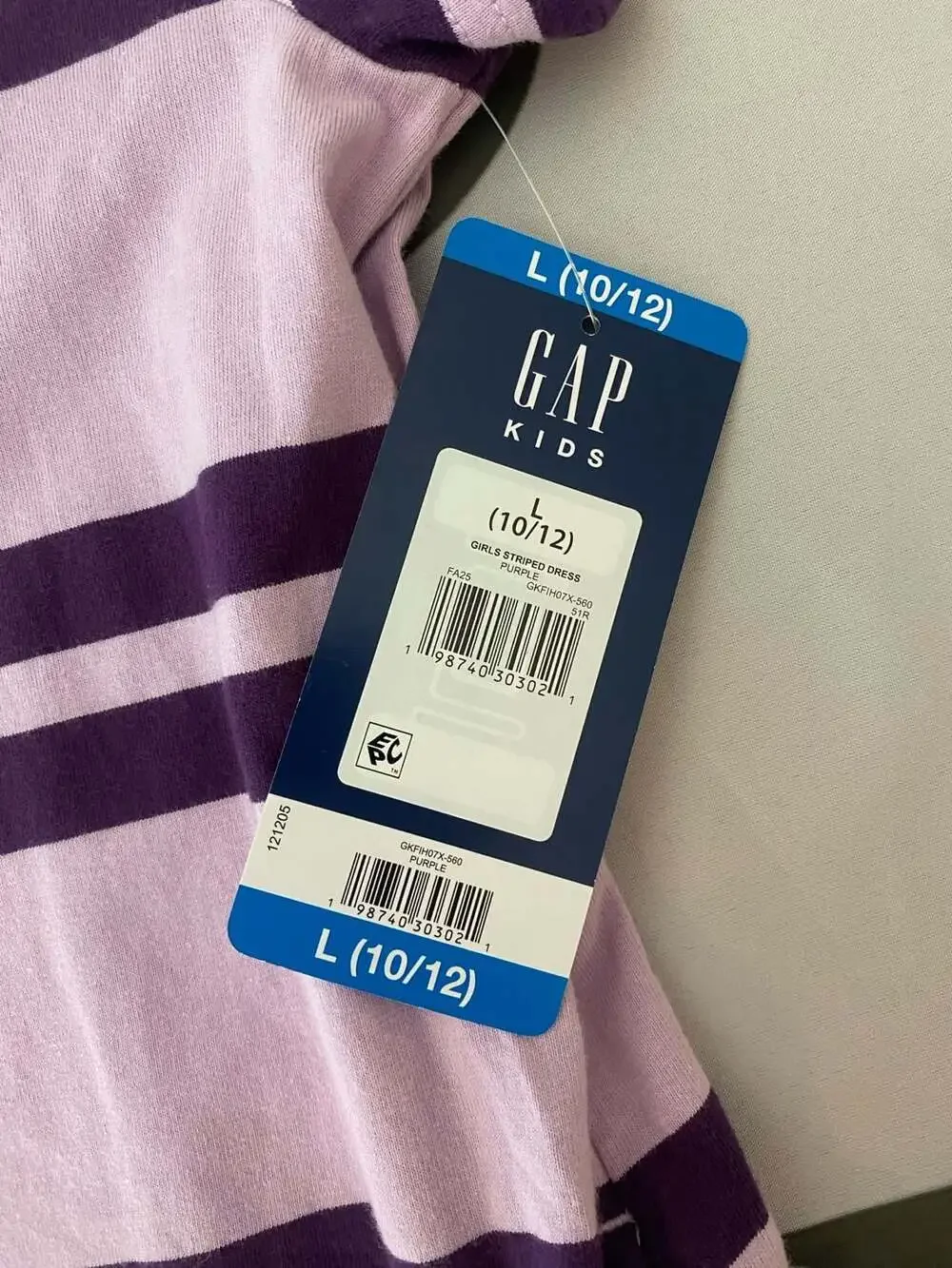 Gap Kids Girls Purple Striped Rugby Dress with Ruffle Hem